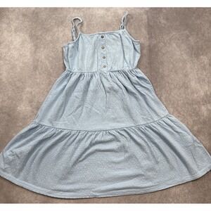 Roxy‎ Women's Sz L 10 Short Summer Sun Dress Cover Up Blue Stretch Lightweight